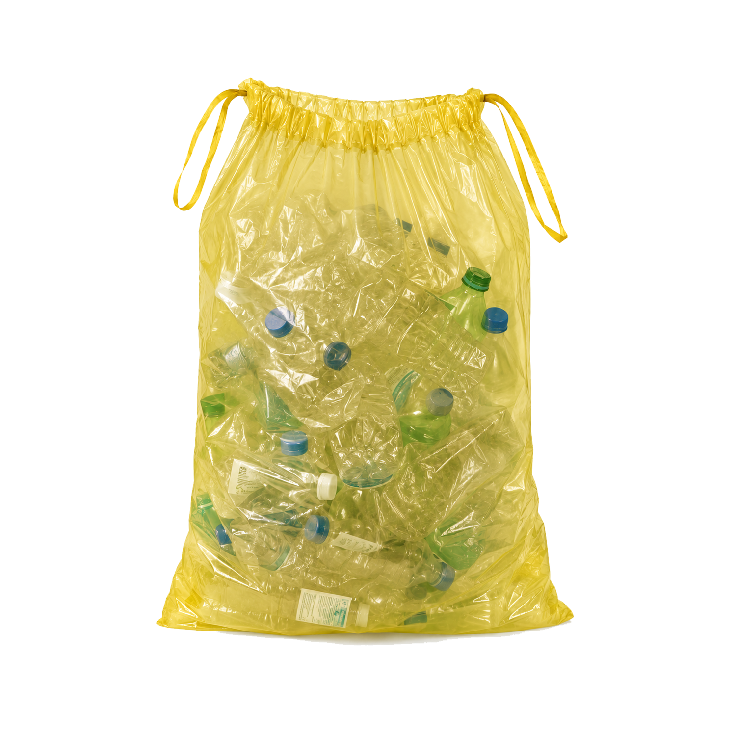 400 Sacchi Spazzatura resistenti cm. 70x110 Raccolta Differenziata 110 Litri con Maniglia colore giallo trasparente
