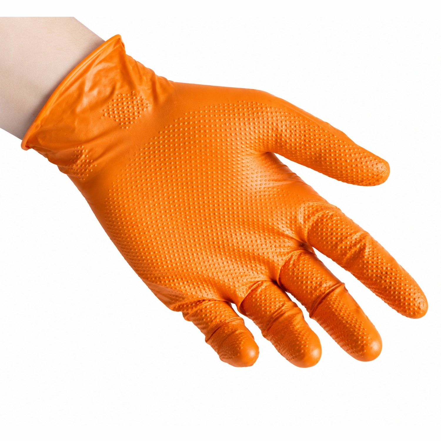Guanti Monouso in Nitrile Grip Arancione Reflexx N85 – Senza Polvere | 8,4g | 50 pz