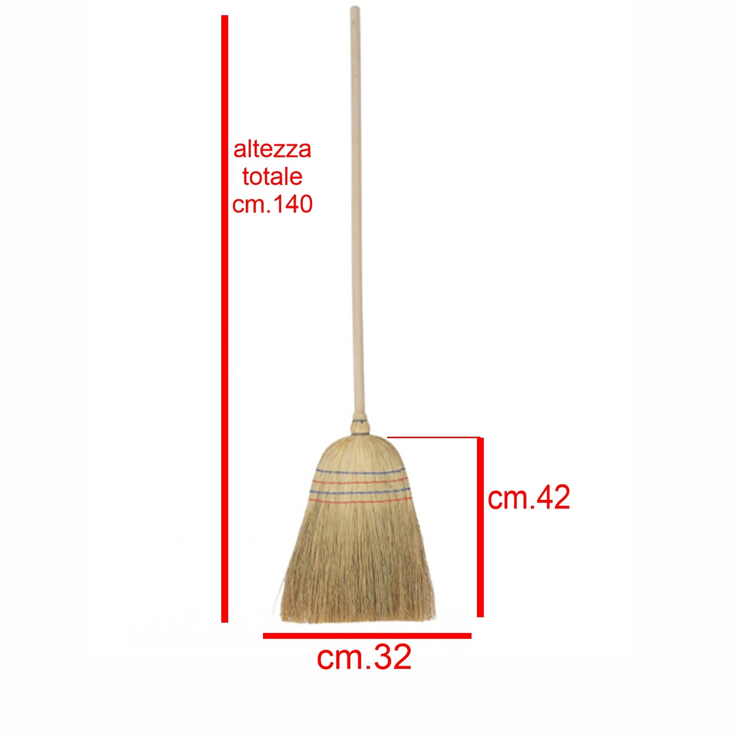 Scopa per esterno e giardino con manico in legno