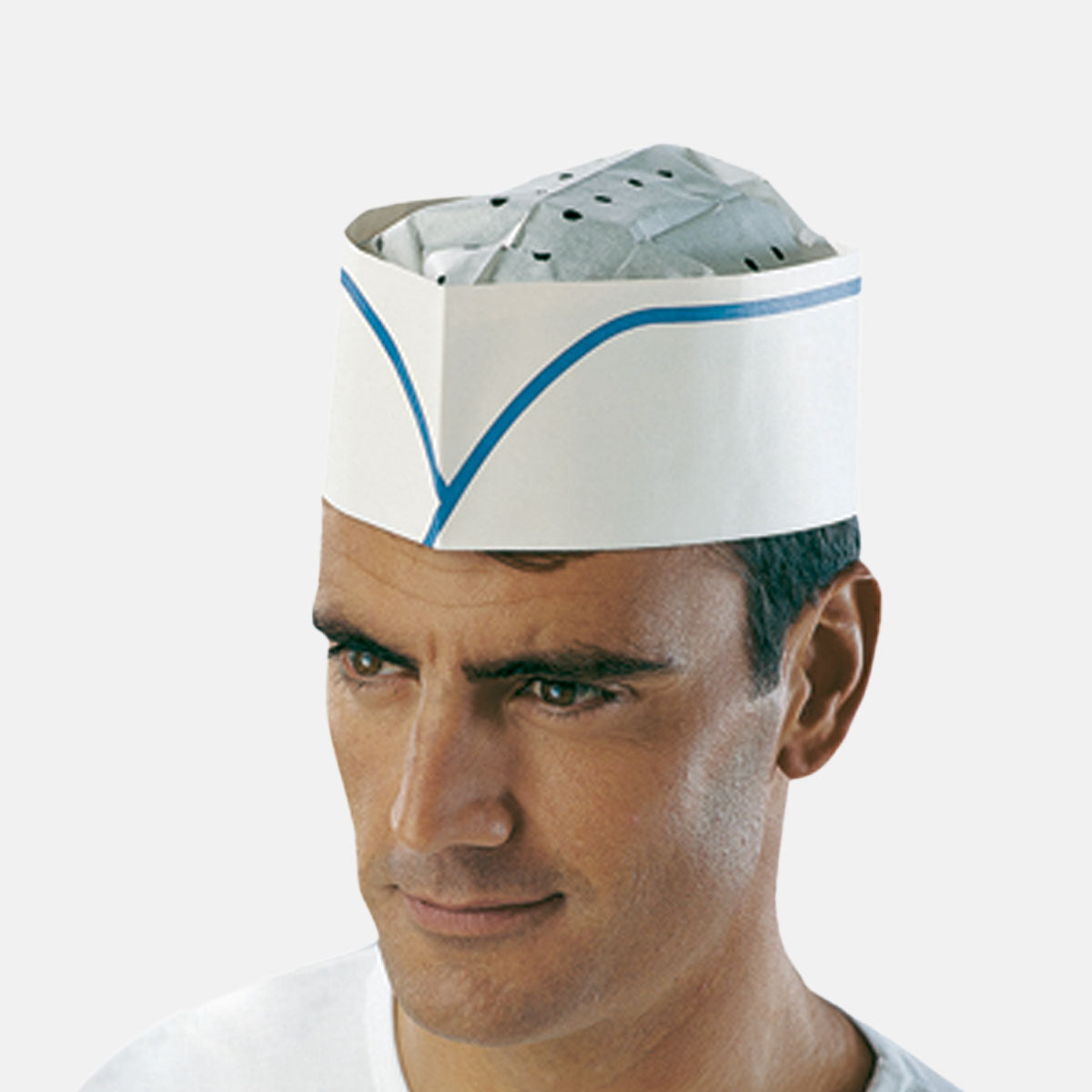 Cappello bustina in carta bordo blu kit da 100 cappellini