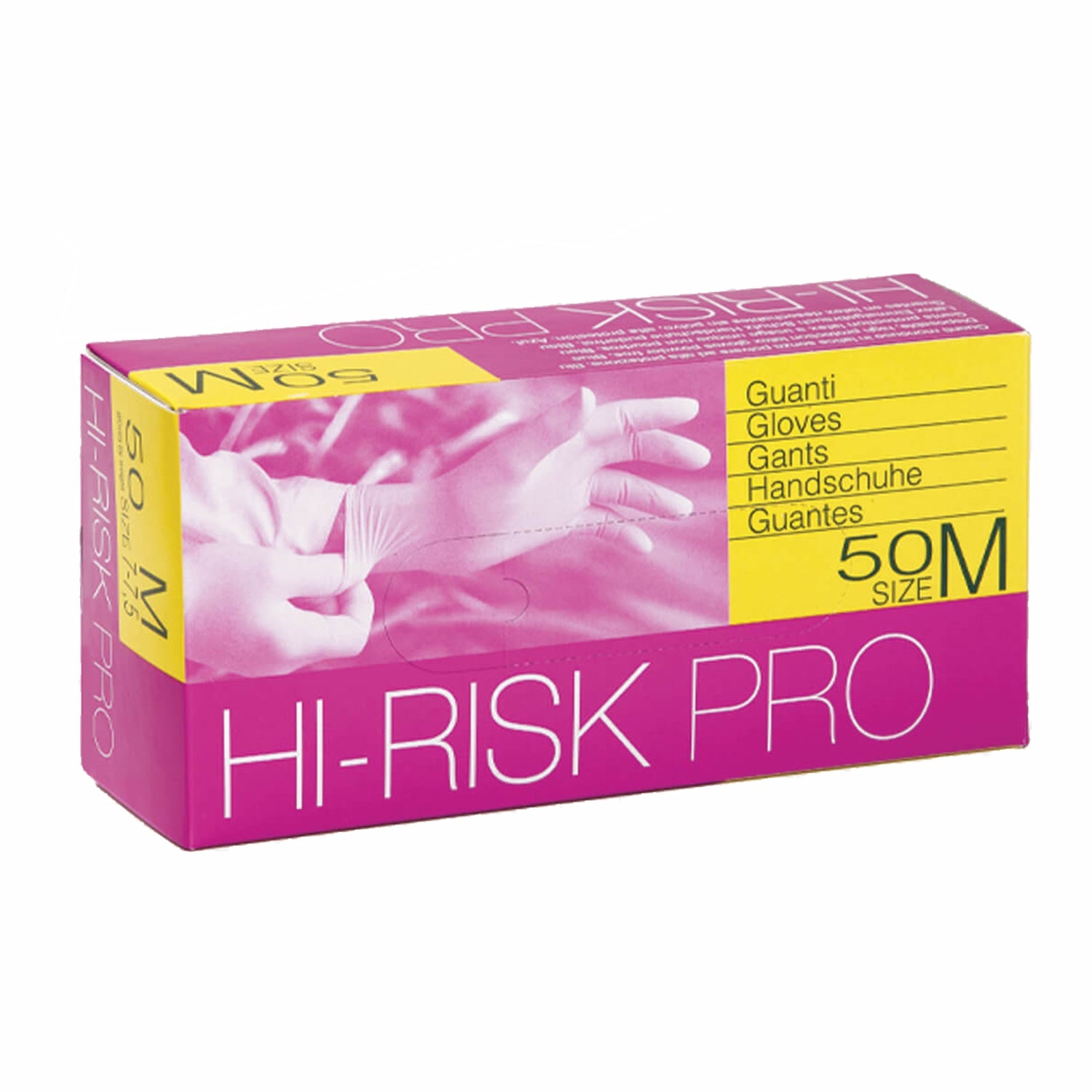 Guanti monouso in lattice senza polvere hi risk pro lungo pz.50 palmpro premium 737