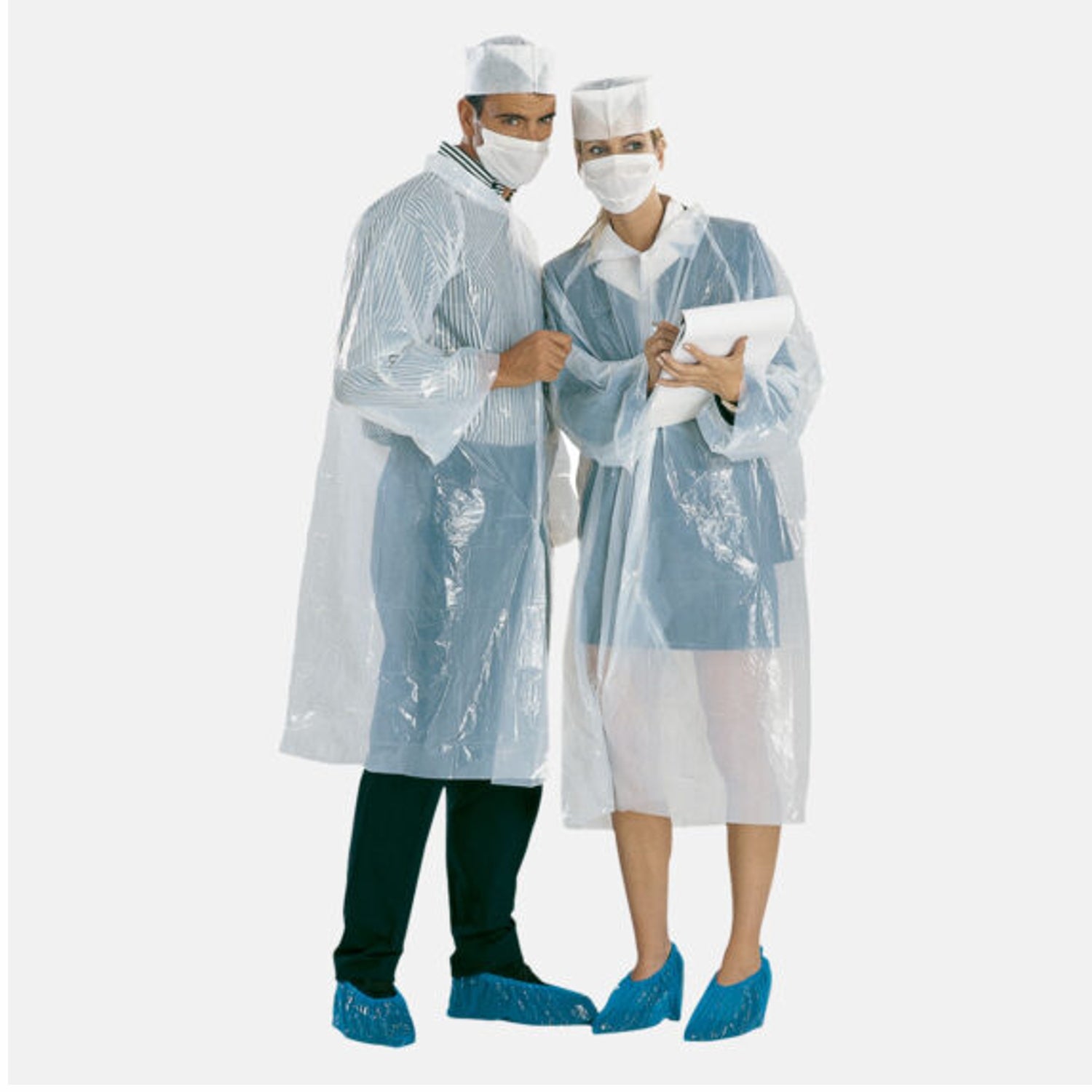 50 Kit visitatore 1 camice 1 copricapo 1 mascherina 1 paio di copriscarpe