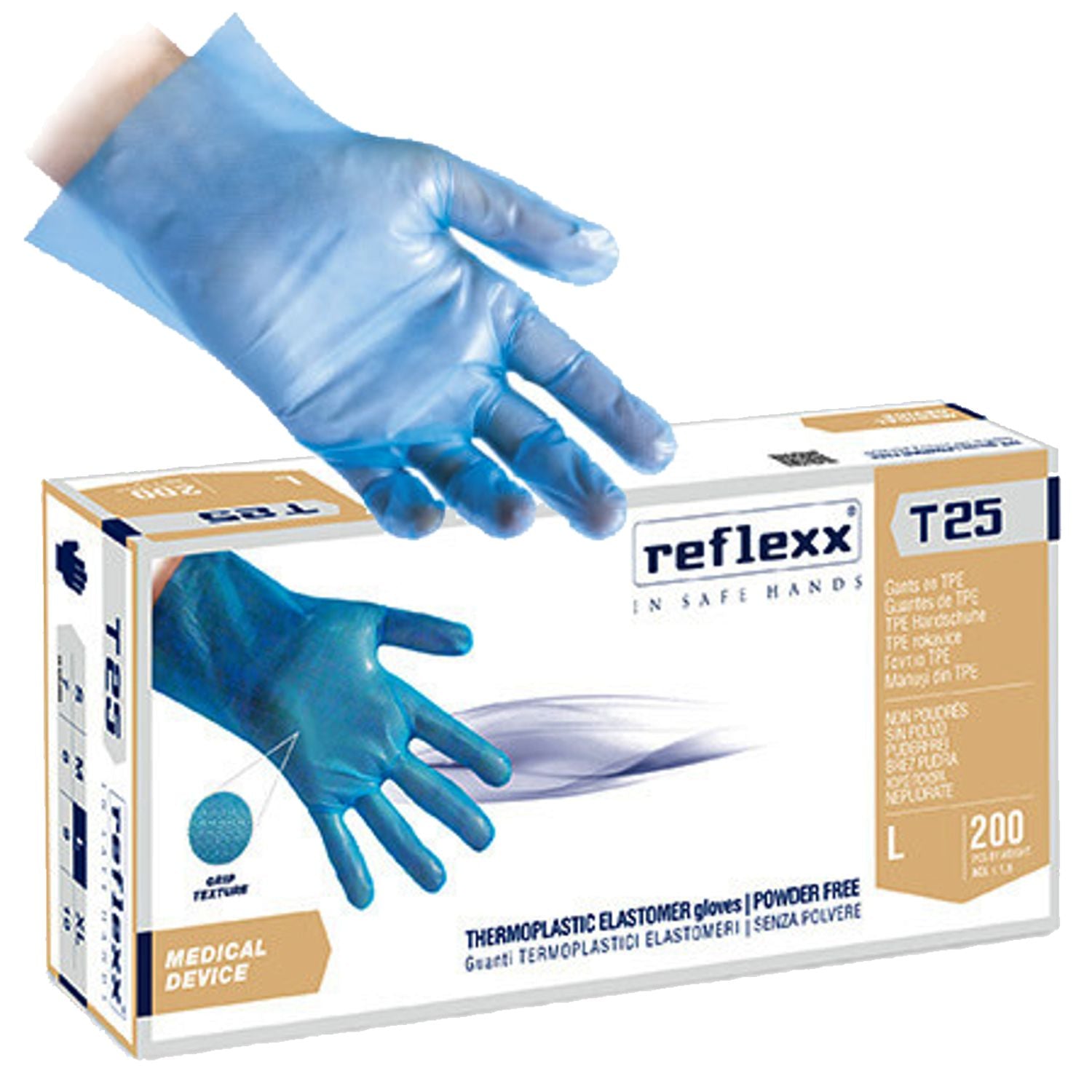 REFLEXX SKU N85-XL GUANTI MONOUSO IN NITRILE SENZA POLVERE ULTRA RESISTENTE  TAGLIA XL 50 PEZZI N85