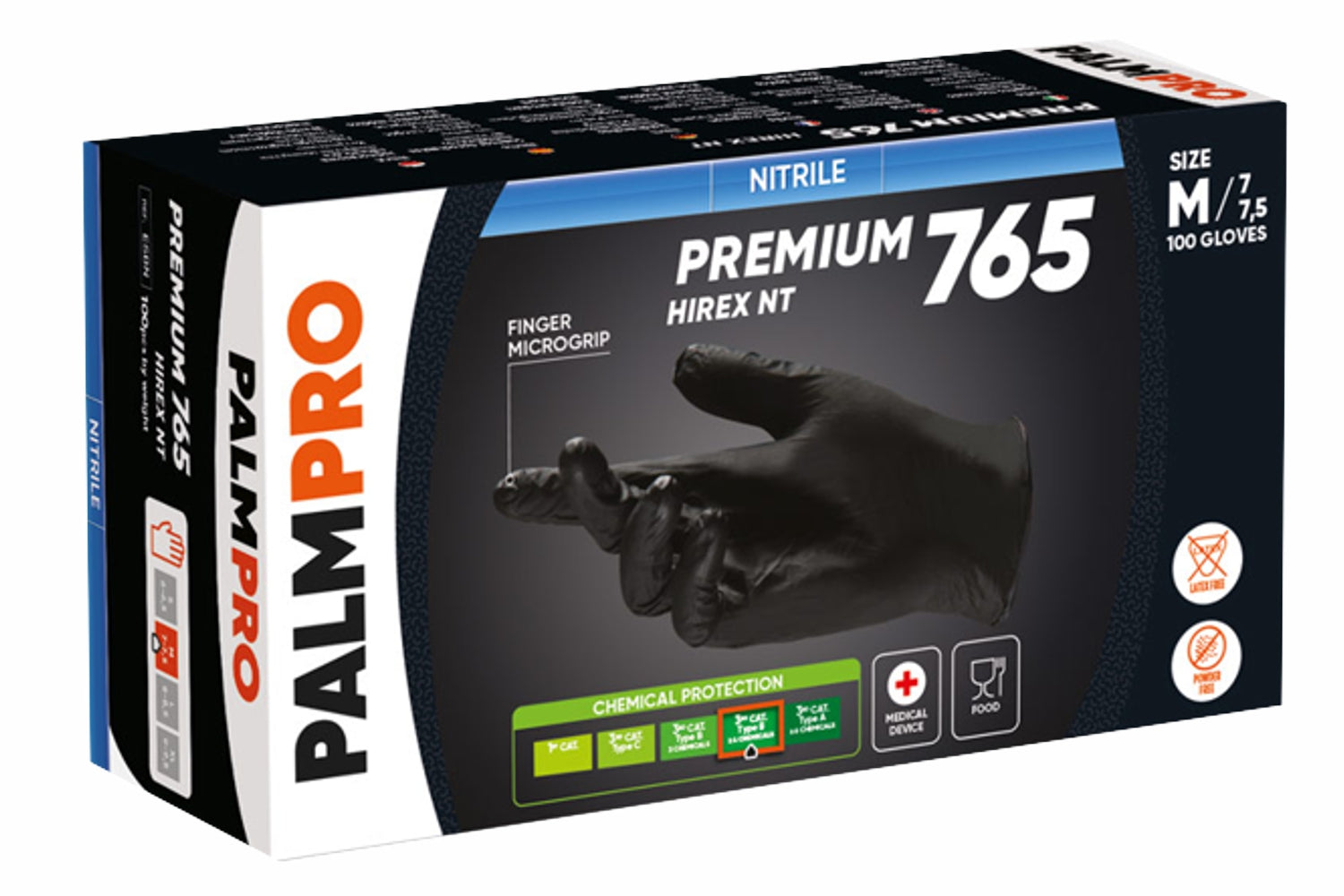 Guanti monouso in nitrile nero Premium 765 Hirex nt pz.100 icoguanti gr. 4,00
