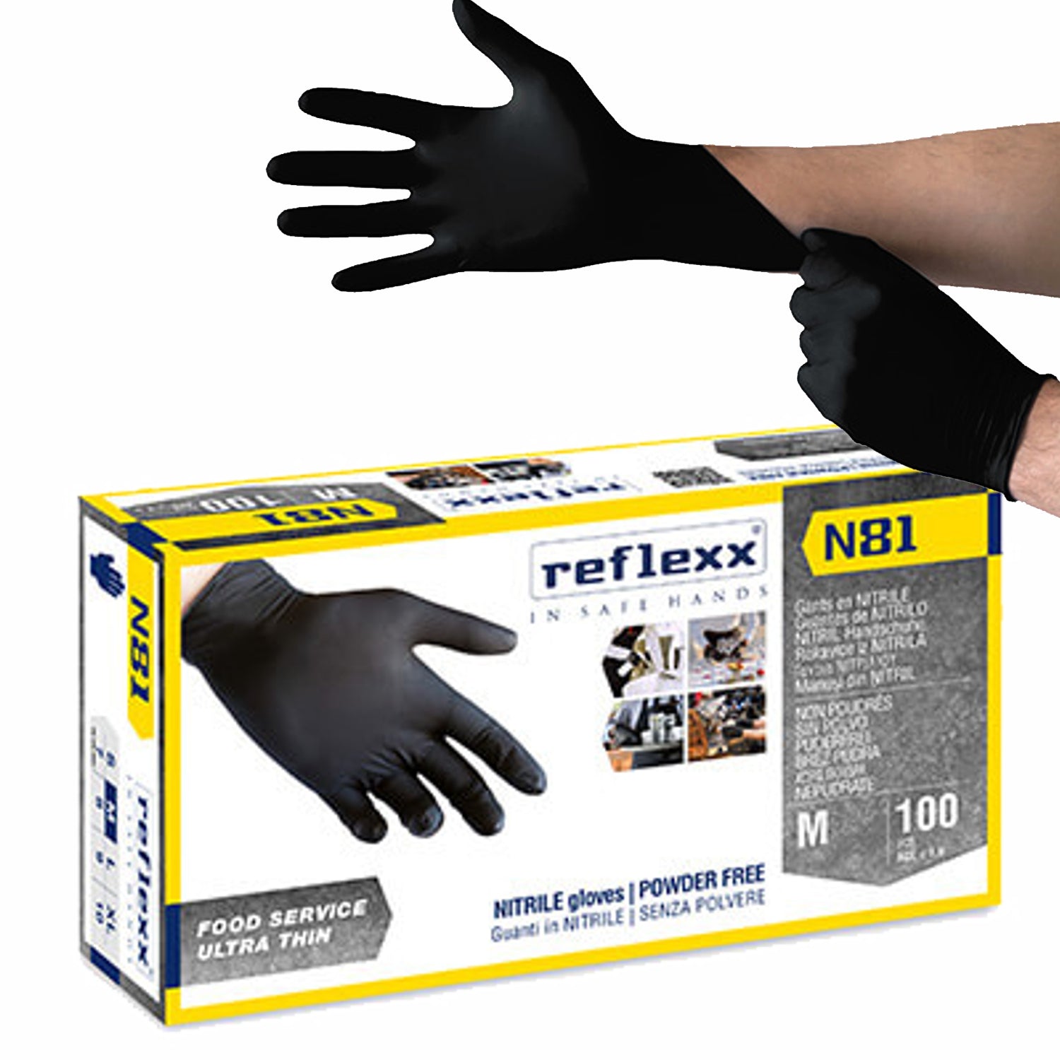 Reflexx N 81 guanti monouso in nitrile nero