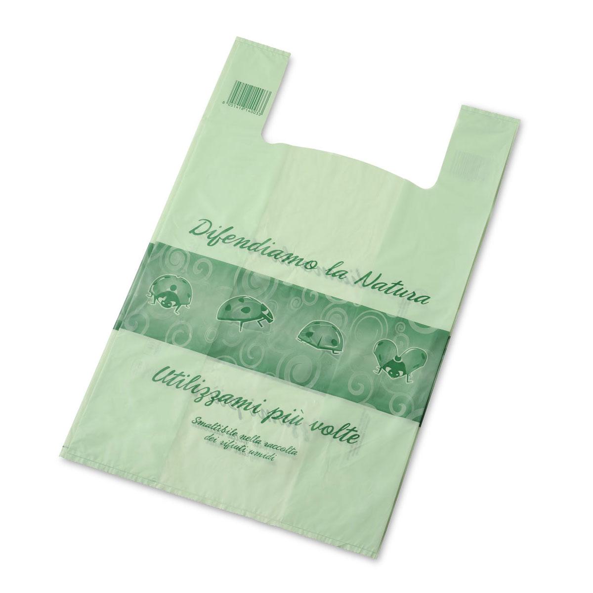Shoppers media 27x50 sacchetti compostabile verde scatola da kg. 4